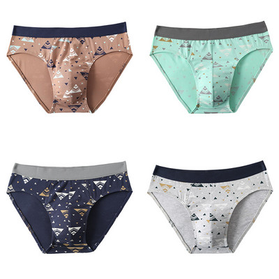 4 db/tétel Férfi mintás pamut rövidnadrágok Sztereoszkópos szabású, nagy méretű alsónadrágok Légáteresztő rugalmas háziruha rövidnadrágok