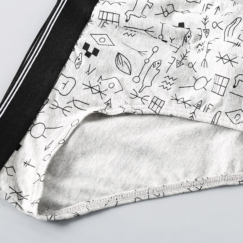 4 db/tétel Férfi mintás pamut rövidnadrágok Sztereoszkópos szabású, nagy méretű alsónadrágok Légáteresztő rugalmas háziruha rövidnadrágok