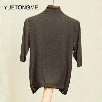 nyári vékony Női félujjú felsők pólók modális Single Jersey egyszínű O Neck Basic pólók TSP191