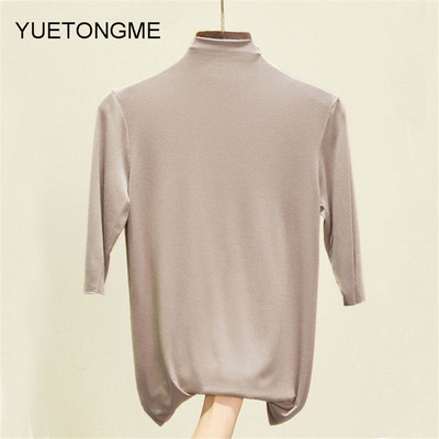 nyári vékony Női félujjú felsők pólók modális Single Jersey egyszínű O Neck Basic pólók TSP191