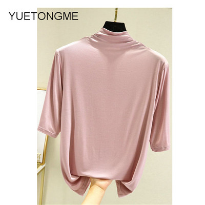 nyári vékony Női félujjú felsők pólók modális Single Jersey egyszínű O Neck Basic pólók TSP191