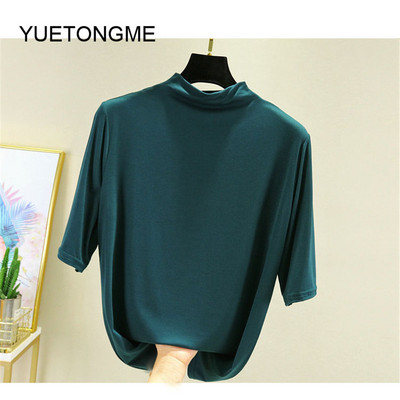 nyári vékony Női félujjú felsők pólók modális Single Jersey egyszínű O Neck Basic pólók TSP191