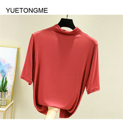 nyári vékony Női félujjú felsők pólók modális Single Jersey egyszínű O Neck Basic pólók TSP191