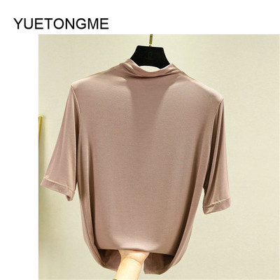 nyári vékony Női félujjú felsők pólók modális Single Jersey egyszínű O Neck Basic pólók TSP191