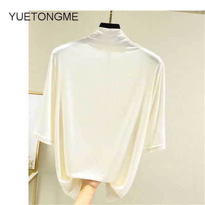 nyári vékony Női félujjú felsők pólók modális Single Jersey egyszínű O Neck Basic pólók TSP191