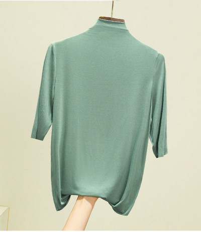 nyári vékony Női félujjú felsők pólók modális Single Jersey egyszínű O Neck Basic pólók TSP191