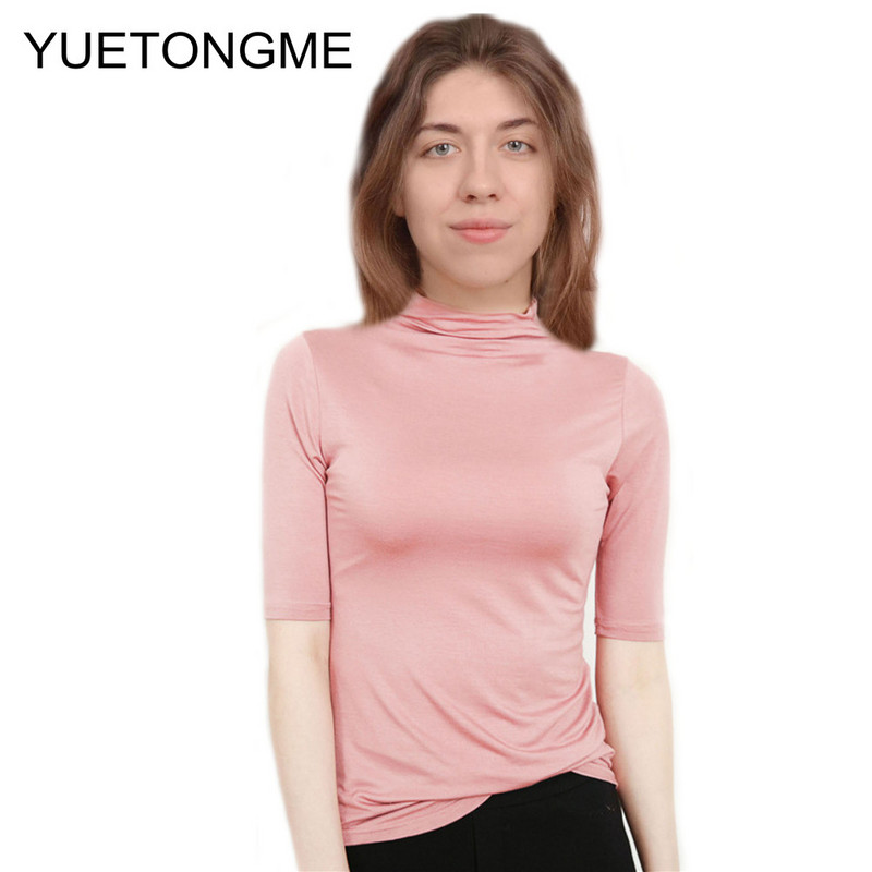 nyári vékony Női félujjú felsők pólók modális Single Jersey egyszínű O Neck Basic pólók TSP191