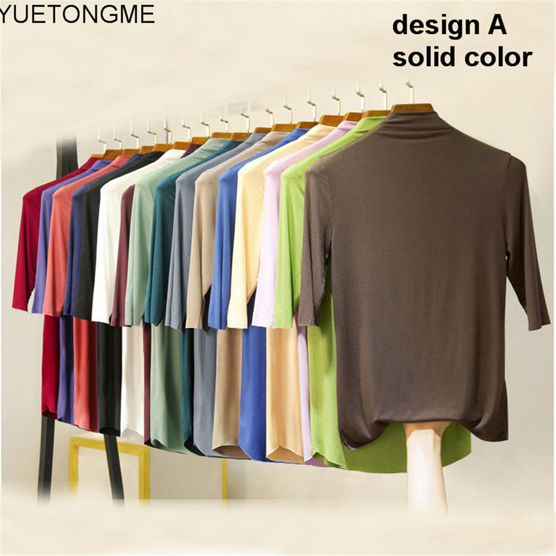 nyári vékony Női félujjú felsők pólók modális Single Jersey egyszínű O Neck Basic pólók TSP191