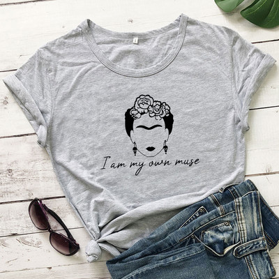 „I Am My Own Muse“ marškinėliai estetiški vasaros trumpomis rankovėmis grafinio meno viršutiniai marškinėliai Madingi moteriški šūkis „Feminism“ marškinėliai „Camiseta“
