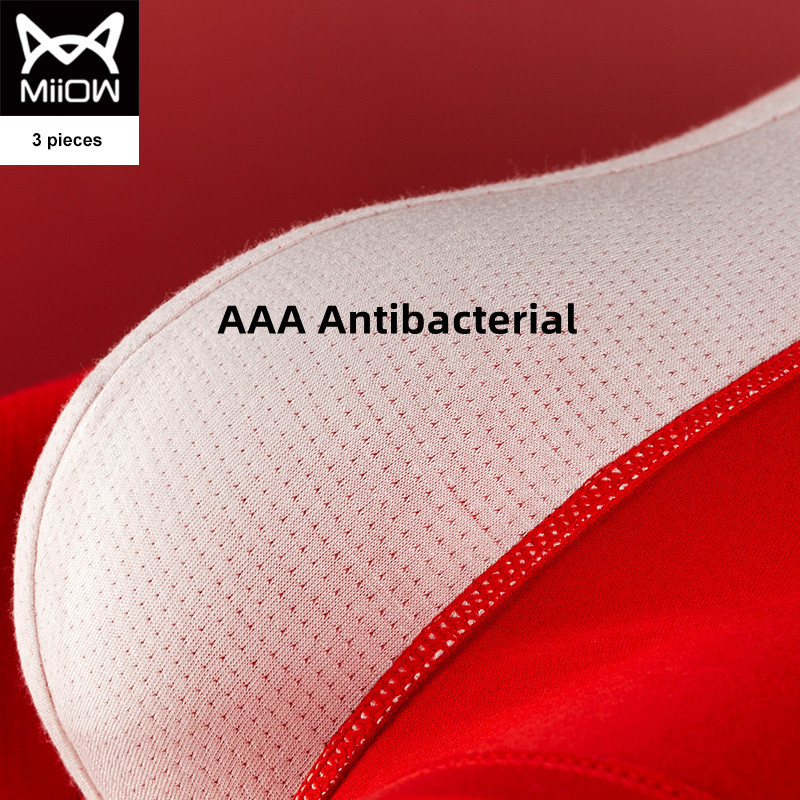 MiiOW 3 buc. Natal Year Roșu Lenjerie de corp pentru bărbați Boxer din bumbac Chiloți pentru bărbați  AAA Grafen Chiloți pentru bărbați de dimensiuni mari