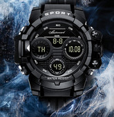 Sportiškas vyriškas laikrodis su guminiu dirželiu