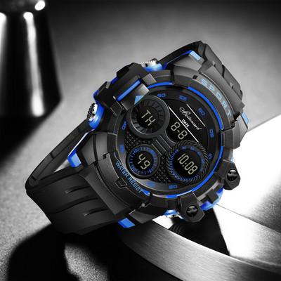 Sportiškas vyriškas laikrodis su guminiu dirželiu