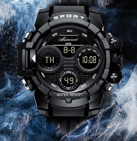 Sportiškas vyriškas laikrodis su guminiu dirželiu