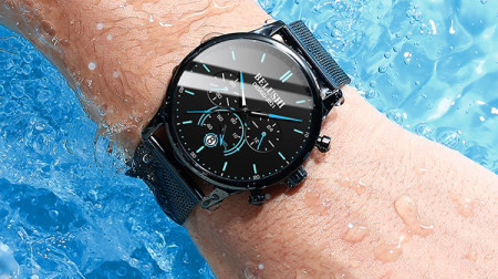 Ceas de bărbați la modă, rezistent la apă, cu curea metalică