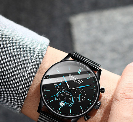 Ceas de bărbați la modă, rezistent la apă, cu curea metalică