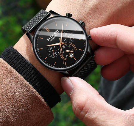 Ceas de bărbați la modă, rezistent la apă, cu curea metalică