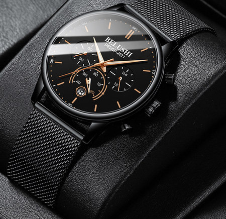 Ceas de bărbați la modă, rezistent la apă, cu curea metalică