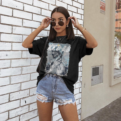 2022 új női pólók Pamut alkalmi pólók Nyári rövid ujjú női póló Női ruházat Ashgaily