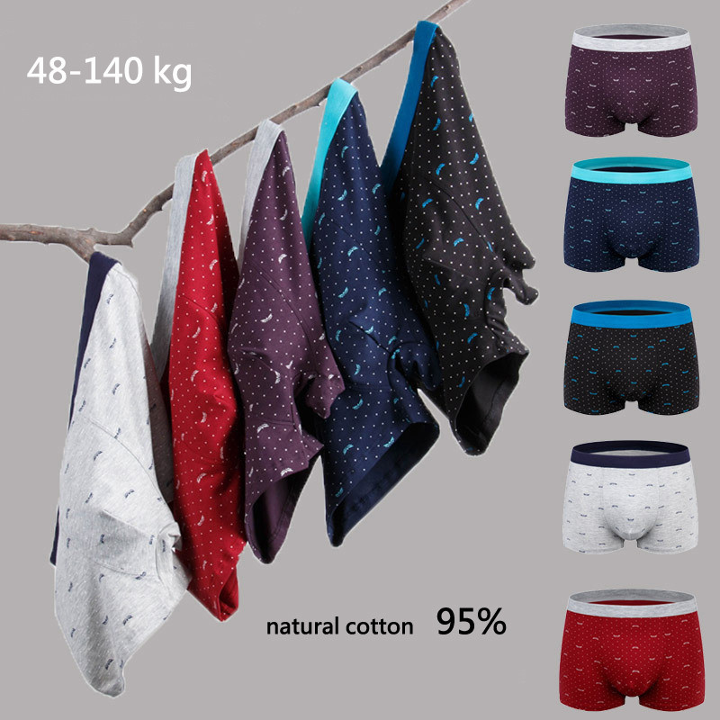 Nagy méretű 9XL Férfi fehérnemű 5db/tétel Férfi boxer fehérnemű Rövidnadrág Cotton Cuecas Boxer férfi tömör alsónadrág férfi boxer