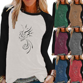 Îmbrăcăminte pentru femei Toamnă și iarnă Raglan cu mânecă lungă cu gât rotund Cămașă pulover largi Cămașă casual pentru damă Tricouri grafice