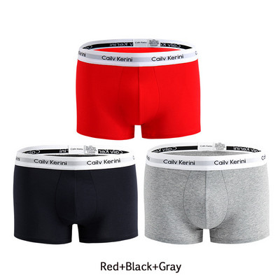 Cailv Kerini 3 buc/lot Lenjerie pentru bărbați Boxer din bumbac Calzoncillos Hombre Boxeri confortabili pentru bărbați Chiloți sport moi