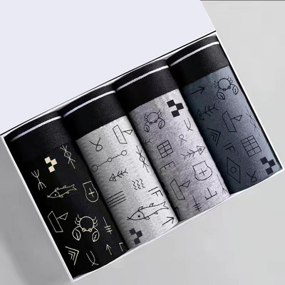 Boxer Férfi Fehérnemű Pamut rövidnadrág Férfi Bugyi Rövidnadrág Otthoni Alsónadrág Férfi Lélegző Nyomtatott BoxerShort Nagy méretű L-4XL