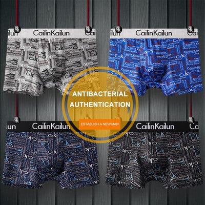 4 buc Boxeri bărbați din bumbac Chiloți cu litere Pantaloni scurți elastici pentru bărbați Lenjerie intimă pentru băieți Lenjerie respirabilă Bărbați Boxer confortabil
