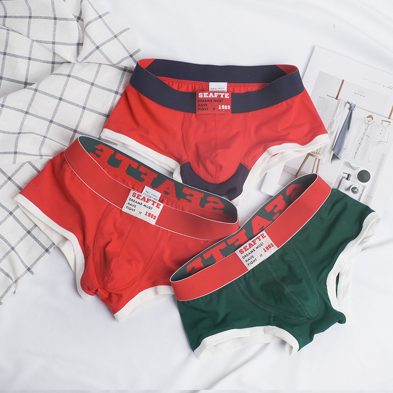 SEAFTE medvilniniai vyriški apatiniai bokseriniai šortai Madingi vyriški bokseriai žemu juosmeniu, patogios, kvėpuojančios jaunimo vyriškos apatinės kelnės 2020 m. Nauja