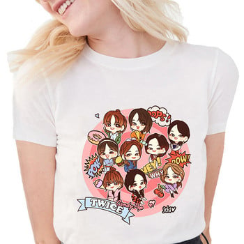 Κορεάτικο Twice T-shirt Γυναικείο μπλουζάκι Harajuku Γυναικείο μαύρο Ulzzang γραφικό γυναικείο μπλουζάκι Kawaii 90s Kpop Tees Streetwear τοπ