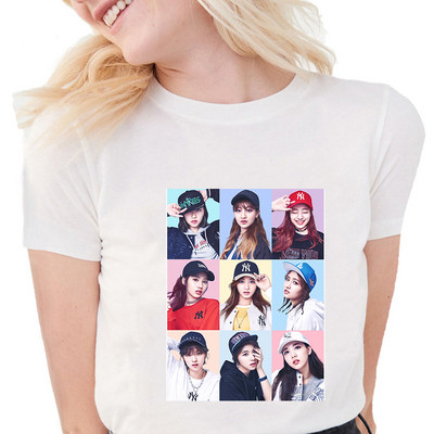 Tricou coreean de două ori Tricou imprimat pentru femei Harajuku Tricou negru Ulzzang pentru femei Tricou Kawaii anii 90 Kpop Tricou Streetwear Top