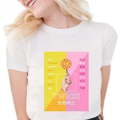 Tricou coreean de două ori Tricou imprimat pentru femei Harajuku Tricou negru Ulzzang pentru femei Tricou Kawaii anii 90 Kpop Tricou Streetwear Top