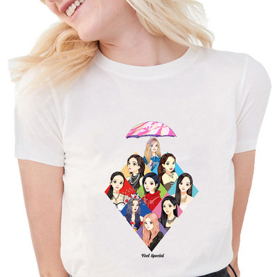 Tricou coreean de două ori Tricou imprimat pentru femei Harajuku Tricou negru Ulzzang pentru femei Tricou Kawaii anii 90 Kpop Tricou Streetwear Top