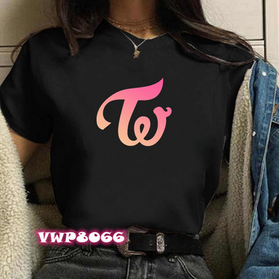 Tricou coreean de două ori Tricou imprimat pentru femei Harajuku Tricou negru Ulzzang pentru femei Tricou Kawaii anii 90 Kpop Tricou Streetwear Top