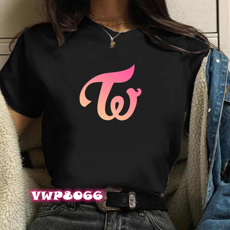 Tricou coreean de două ori Tricou imprimat pentru femei Harajuku Tricou negru Ulzzang pentru femei Tricou Kawaii anii 90 Kpop Tricou Streetwear Top