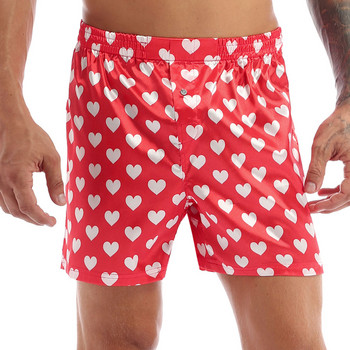 Sexy Love Heart Print Μαλακό μπόξερ Σώβρακο Ανδρικά εσώρουχα casual σορτς παραλίας Ελαφρύ, χαλαρό κοντό παντελόνι