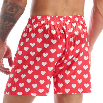 Sexy Love Heart Print Μαλακό μπόξερ Σώβρακο Ανδρικά εσώρουχα casual σορτς παραλίας Ελαφρύ, χαλαρό κοντό παντελόνι