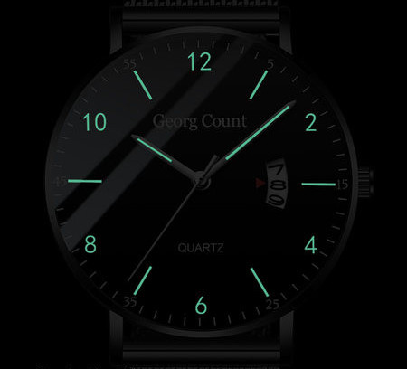 Ceas pentru bărbați cu cadran rotund și acționare luminoase