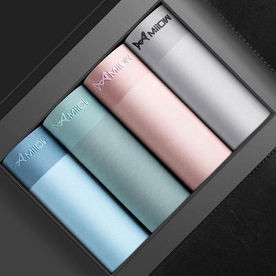 MiiOW 4 buc. Boxer pentru bărbați, din bumbac, fără sudură