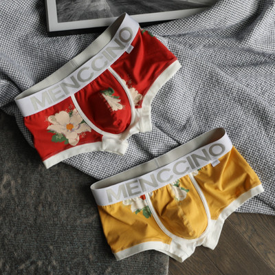 Boxer bărbați din bumbac cu imprimeu floral - set de 2