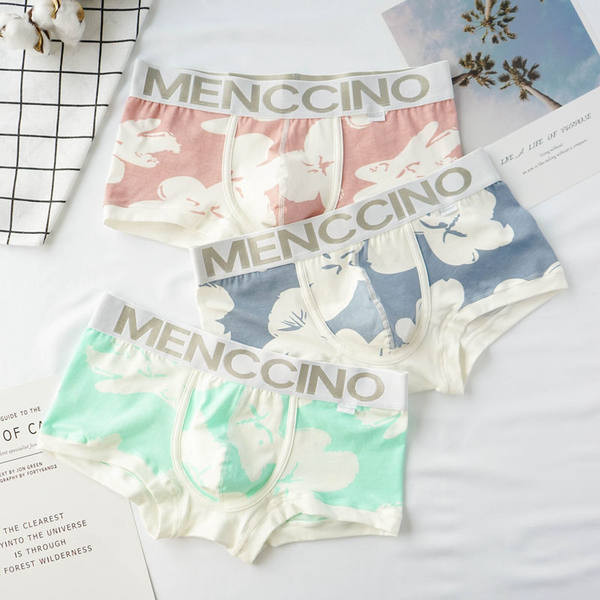 Boxer bărbați din bumbac cu imprimeu floral - set de 2