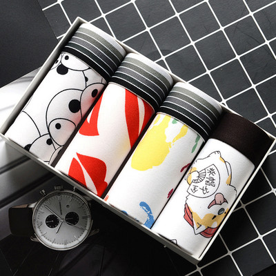 4Pcs/Lot Muško donje rublje Muške pamučne bokserice Muško donje rublje Muško donje rublje Prozračne kratke hlače za muškarce velike veličine L-2XL