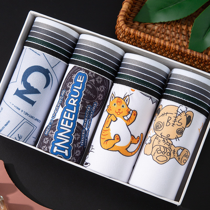 4Pcs/Lot Muško donje rublje Muške pamučne bokserice Muško donje rublje Muško donje rublje Prozračne kratke hlače za muškarce velike veličine L-2XL