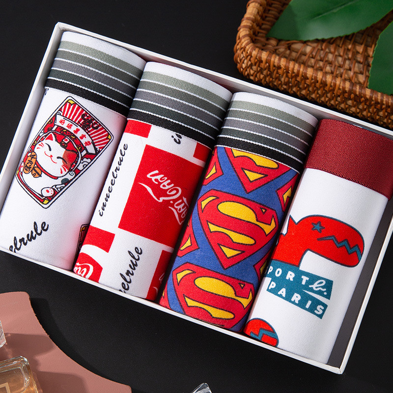 4Pcs/Lot Muško donje rublje Muške pamučne bokserice Muško donje rublje Muško donje rublje Prozračne kratke hlače za muškarce velike veličine L-2XL