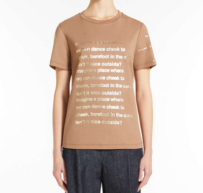 Alfabet Camel Bronzing Print Femei Tricouri din bumbac Lejer cu gâtul O cu mânecă scurtă Tricou pentru femei casual, vara 2022 nou