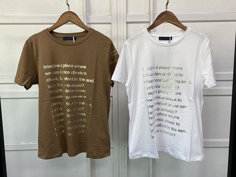 Alfabet Camel Bronzing Print Femei Tricouri din bumbac Lejer cu gâtul O cu mânecă scurtă Tricou pentru femei casual, vara 2022 nou