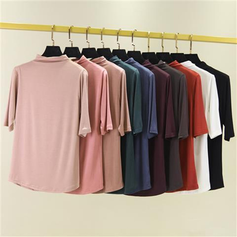 Moodsad suvised naiste topid Poole varrukaga T-särk Pehme moodsa kaelusega T-särk Slim Fit veniv põhjaga särk Kõik sobivad särgid 2020