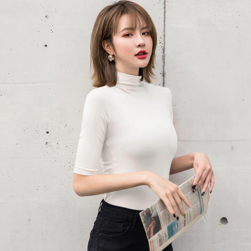 Moodsad suvised naiste topid Poole varrukaga T-särk Pehme moodsa kaelusega T-särk Slim Fit veniv põhjaga särk Kõik sobivad särgid 2020