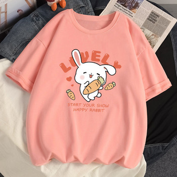 Καλοκαιρινό γυναικείο μπλουζάκι από 100% βαμβάκι Kawaii Anime Carmelon Hamster Harajuku Tees Ulzzang Loose T-shirt με κοντομάνικο μπλουζάκι