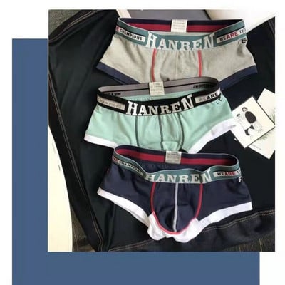 Chiloți bărbați din bumbac, 3 buc. Lenjerie pentru bărbați, boxer, bumbac, secțiune subțire, respirabil, cu personalitate, modă simplă