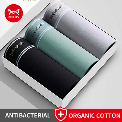 MiiOW 3db Népszerű Szexi Férfi Alsónadrágok Boxer Rövidnadrágok Puha Pamut Bőrnadrágok Férfi Fehérnemű Boxer Férfi Bugyik Rövid MW820